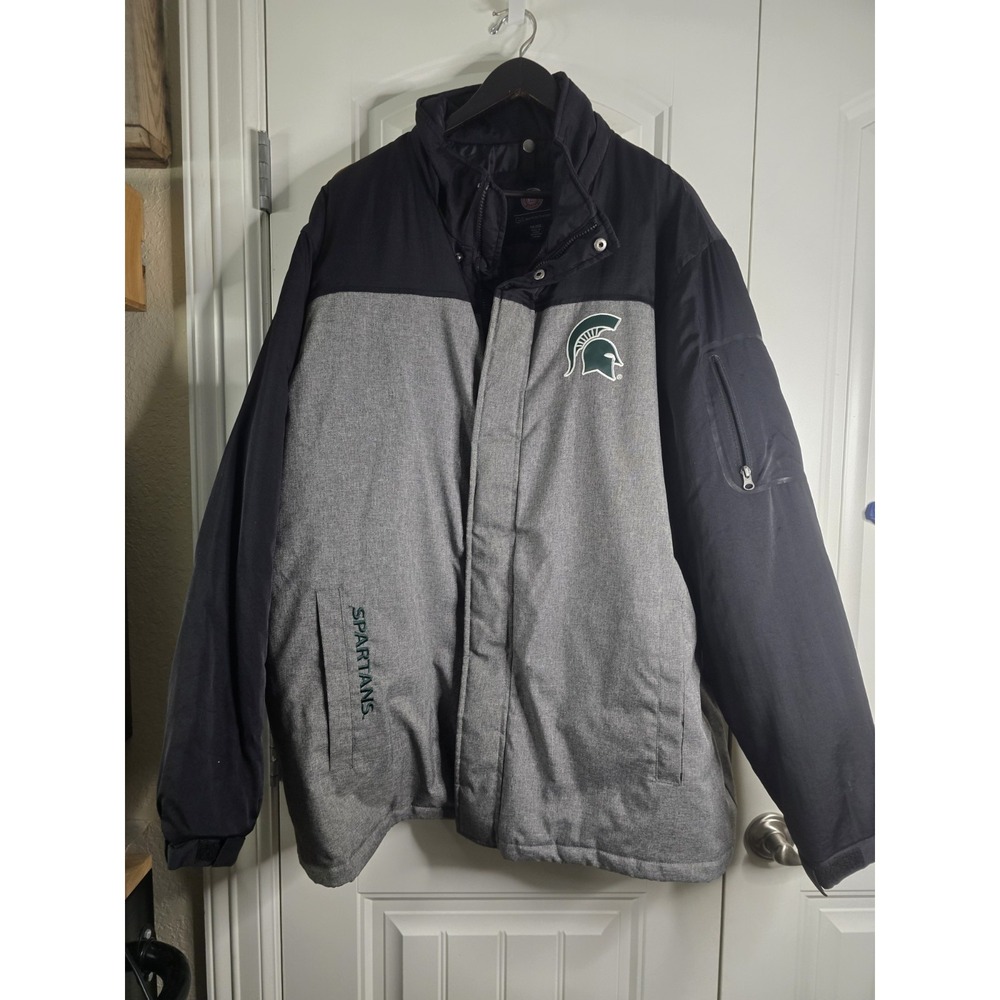 G-III Michigan State Spartans Mens XXL Heavyweight Jacket Grey‎ Black NCAA Coat